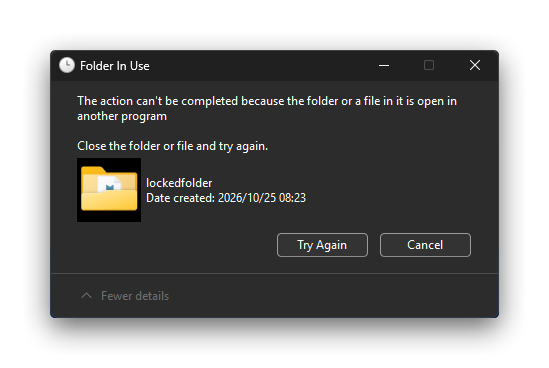 Windows Explorer folder in use